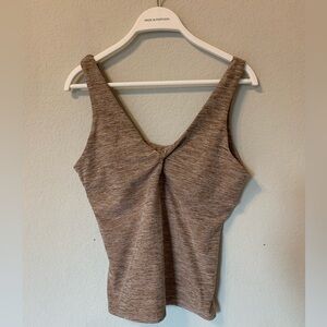 Sincerely Jules Active Heathered Taupe Sleeveless Top